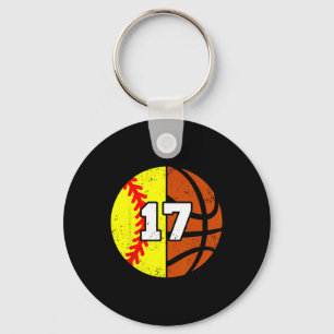 Softll Sketll Number 17 Jersey Funny 17th Birthday Keychain