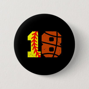 Softll Sketll Number 18 Jersey Funny 18th Birthday 2 Inch Round Button