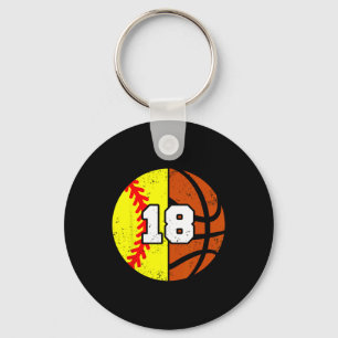 Softll Sketll Number 18 Jersey Funny 18th Birthday Keychain