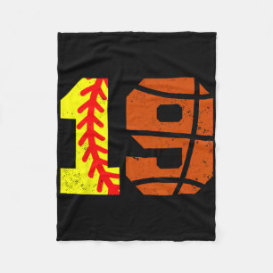Softll Sketll Number 19 Jersey Funny 19th Birthday Fleece Blanket