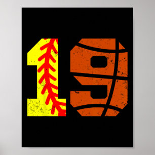 Softll Sketll Number 19 Jersey Funny 19th Birthday Poster
