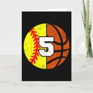 Softll Sketll Number 5 Jersey Funny 5th Birthday Card