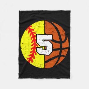 Softll Sketll Number 5 Jersey Funny 5th Birthday Fleece Blanket