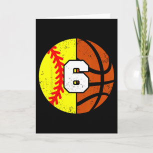 Softll Sketll Number 6 Jersey Funny 6th Birthday Card