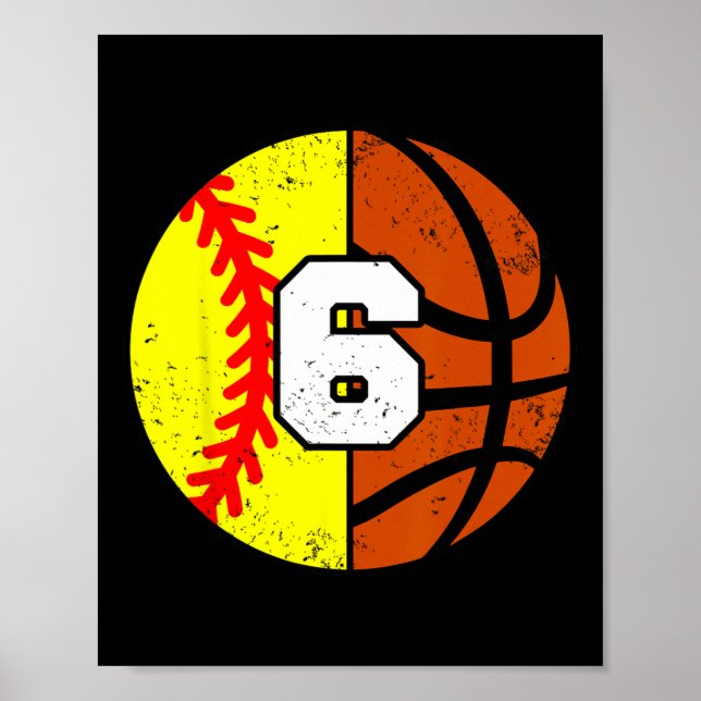 Softll Sketll Number 6 Jersey Funny 6th Birthday  Poster (Front)