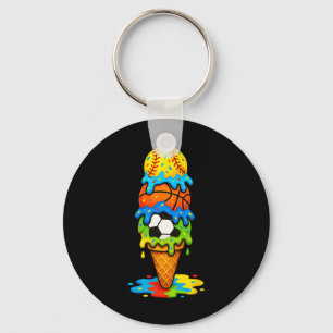 Softll Sketll Soccer Ice Cream Drip Summer Game Da Keychain