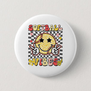 Softll Vibes Retro Leopard Chequered Game Day Girl 2 Inch Round Button