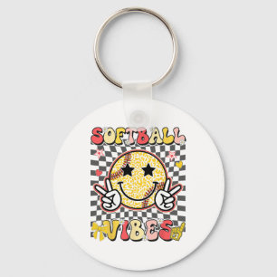 Softll Vibes Retro Leopard Chequered Game Day Girl Keychain
