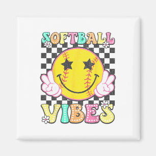 Softll Vibes Softll Retro Groovy Game Day Girls Wo Magnet