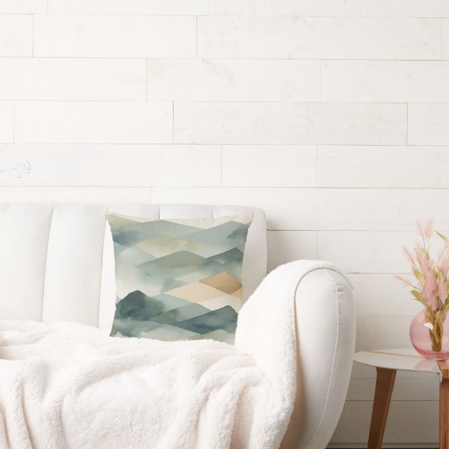 Softly blended watercolor blocks throw pillow (Couch)