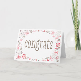 Softly Blooming Pink Nature Bouquet Congratulation Card