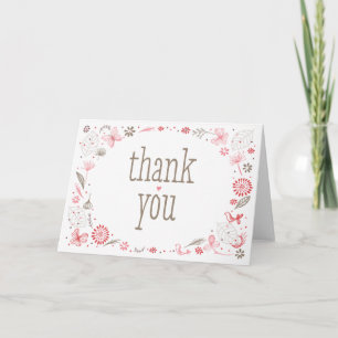 Softly Blooming Pink Nature Bouquet Thank You Card