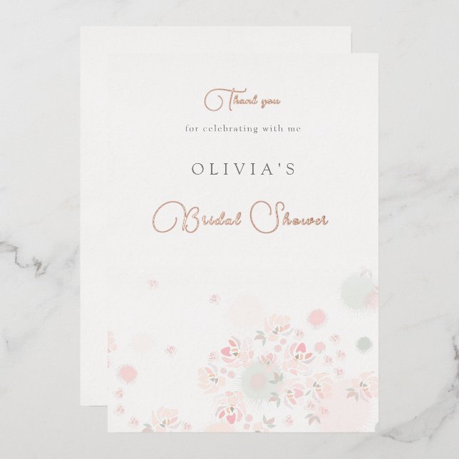 Softness Tea Roses Bridal Shower Thank You Card (Front/Back)