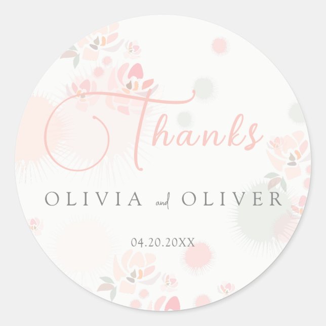 Softness Tea Roses Wedding Classic Round Sticker (Front)