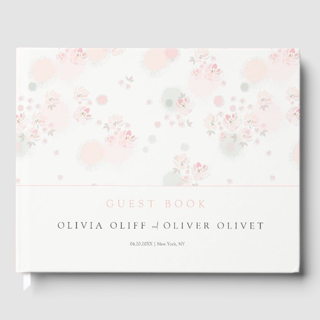 Softness Tea Roses Wedding  Guest Book (Front)
