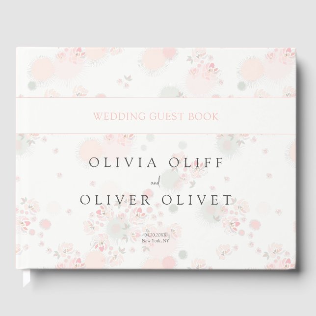 Softness Tea Roses Wedding  Guest Book (Front)