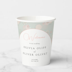 Softness Tea Roses Wedding Welcome Paper Cups