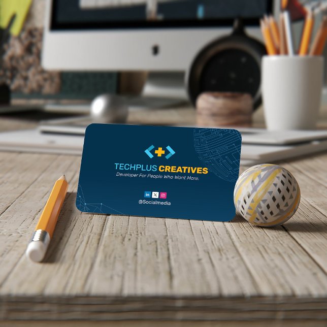 Software Developer Business | Modern Blue Barcode Business Card (Creator Uploaded)
