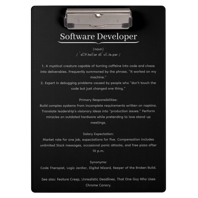 Software Developer Clipboard (Front)