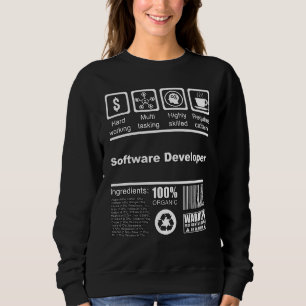 Software Developer Nutritional Facts Programmer Sweatshirt