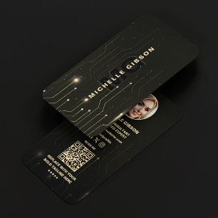 Software Engineer Black Programmer Modern Business Card