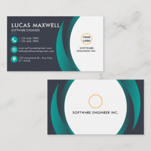 Software Engineer Business Cards Blue and White