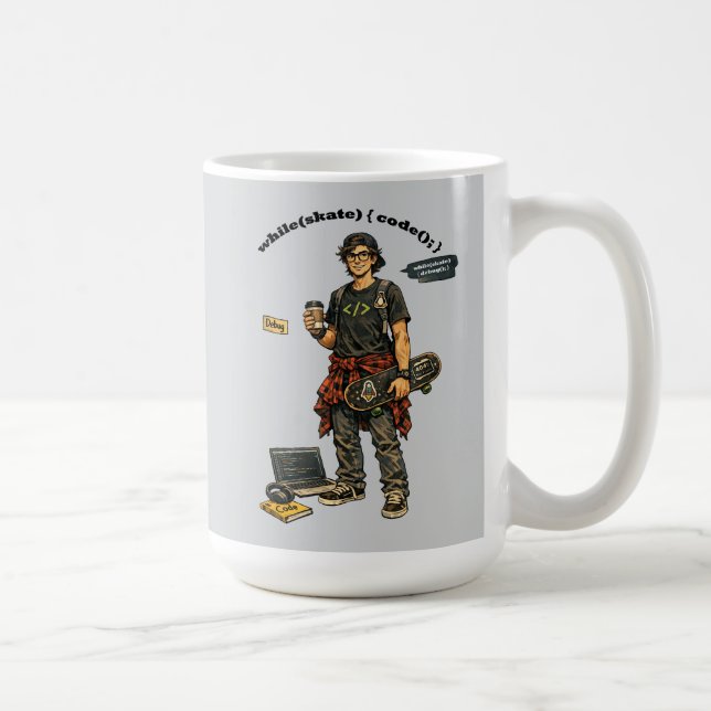 Software Engineer Coder Who Goes Skateboarding URM Coffee Mug (Right)
