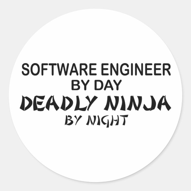 Software Engineer Deadly Ninja Classic Round Sticker (Front)