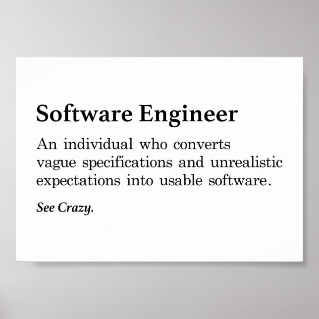Software Engineer Definition Poster (Front)