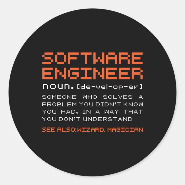 Software Engineer Definition Software Developer Pr Classic Round Sticker (Front)