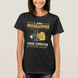 Software Engineer Orange Cat Programmer Make Compu T-Shirt