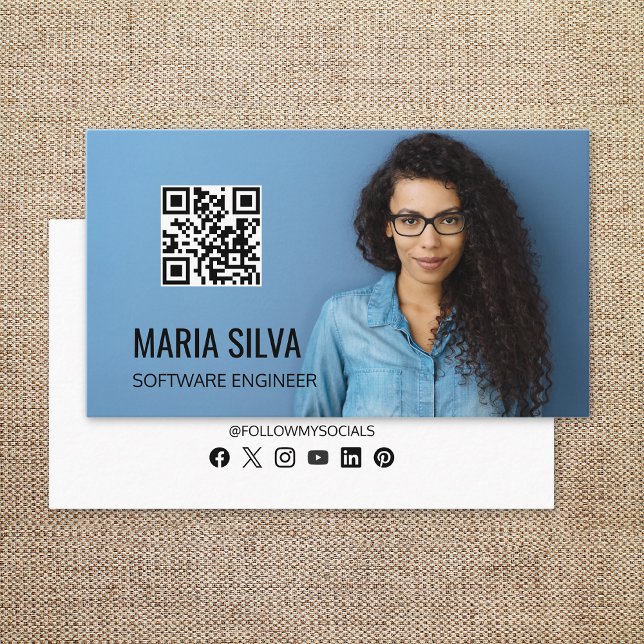 Software Engineer Programmer Professional Photo Business Card (Creator Uploaded)