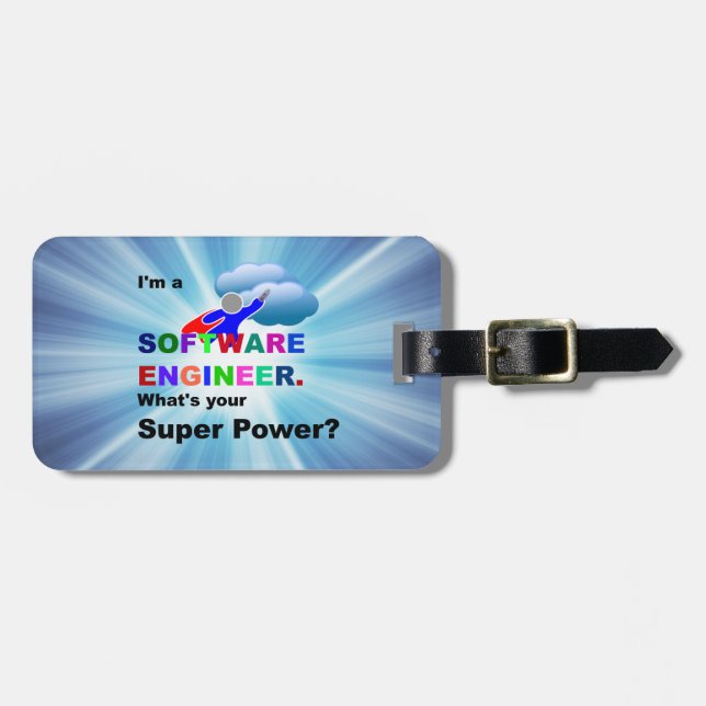 Software Engineer Superhero Luggage Tag (Front Horizontal)