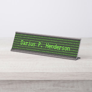 Sofware Developer / Computer Geek - Code On Black Desk Name Plate