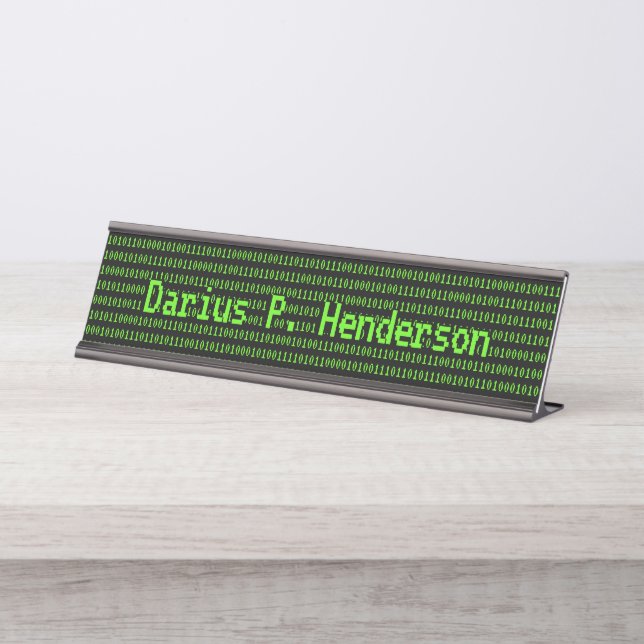 Sofware Developer / Computer Geek - Code On Black Desk Name Plate (Front)