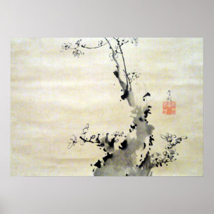 Soga Shohaku Branch of Blossoming Plum Poster
