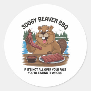 Soggy Beaver Bbq 1  Classic Round Sticker
