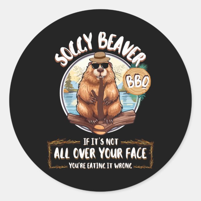 Soggy Beaver Bbq  Classic Round Sticker (Front)
