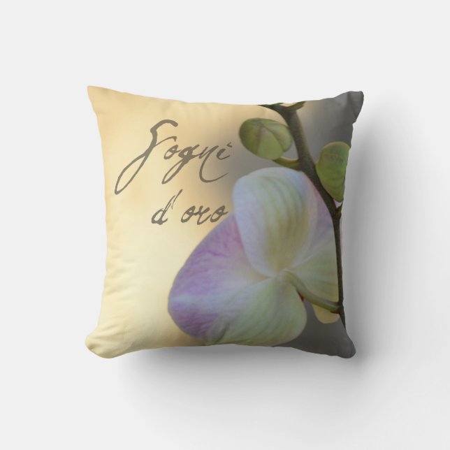 Sogni D'oro (sweet dreams) Orchid Throw Pillow (Front)