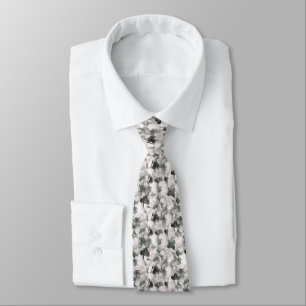 Sogno di Primavera-Black & White Abstract Art Tie
