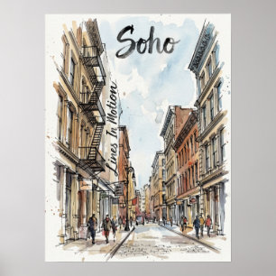 Soho Architectural Sketch Manhattan Poster
