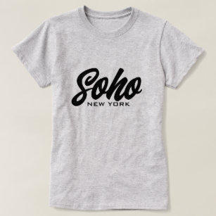 Soho New York black and white script typography T-Shirt
