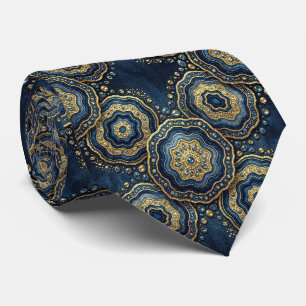 Soie fausse de luxe Col de cravate géode Navy Bl