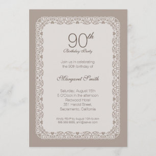 Soignée ornementale 90e anniversaire Invitations