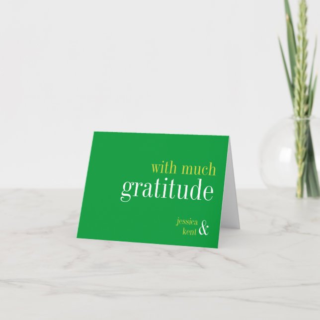 Soild green typography modern thank you note (Front)