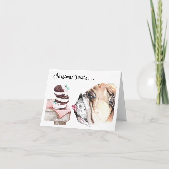 Soins de Noël, Bulldog et cookies de Noël (Devant)