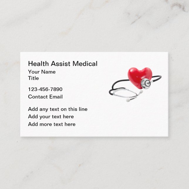 Soins de santé Cartes de visite Médicales du coeur (Devant)