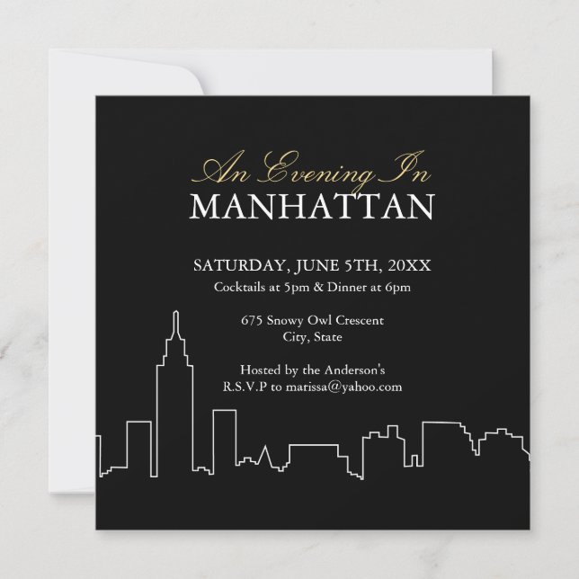 Soirée à Manhattan - Invitation sur mesure (Devant)