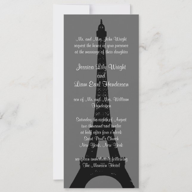 Soirée à Paris Faire-part de mariage (Devant)