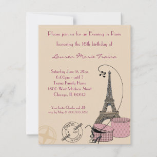 Soirée à Paris Pink Theme Party Invitation